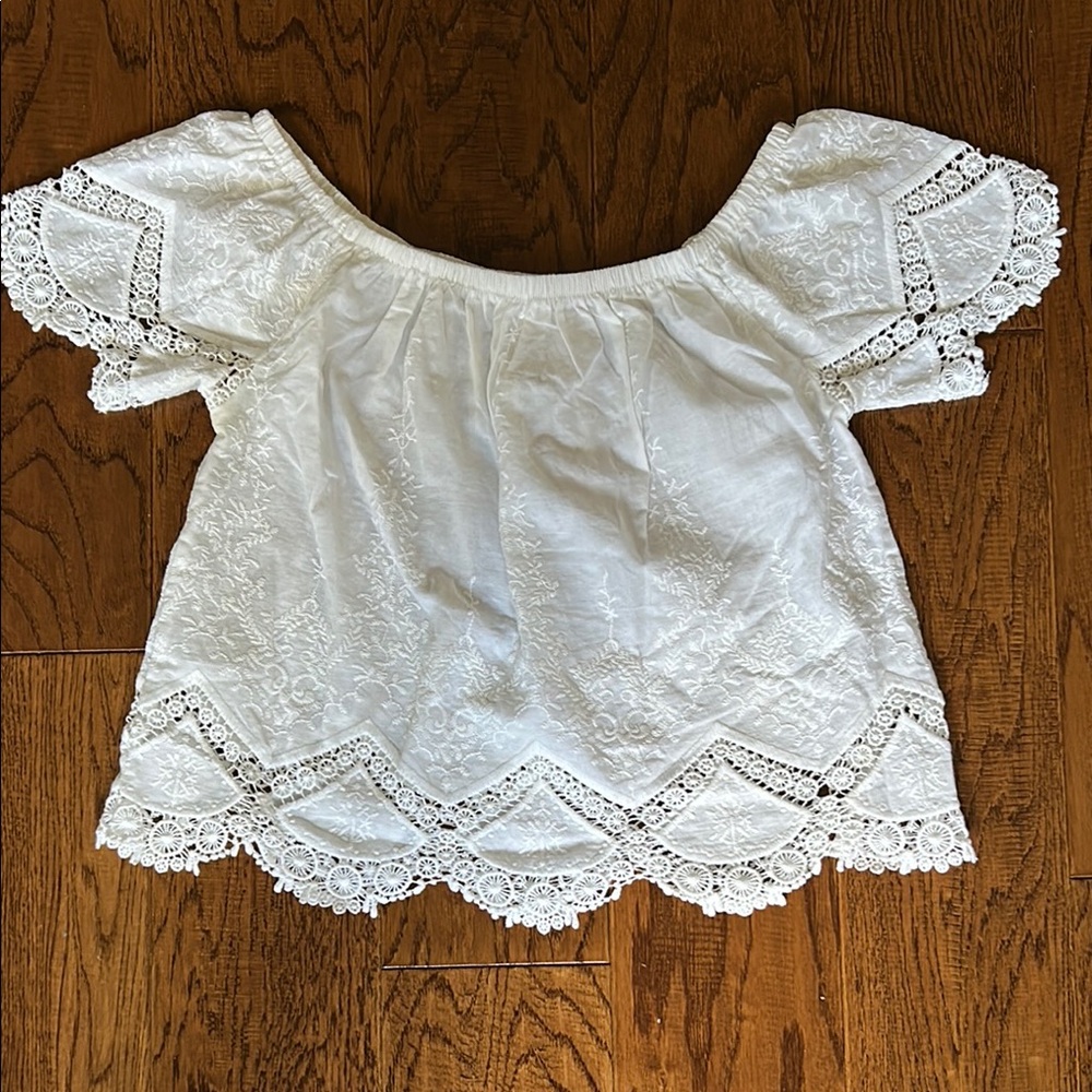 Full Tilt White Lace Off-Shoulder Blouse